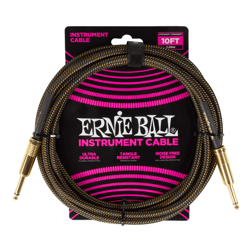 ERNIE BALL <br>#6428 Braided Instrument Cable Straight/Straight 10ft - Pay Dirt