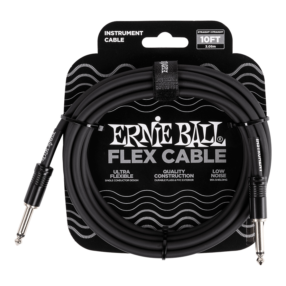 ERNIE BALL <br>#6434 Flex Instrument Cable Straight/Straight 10Ft - Black