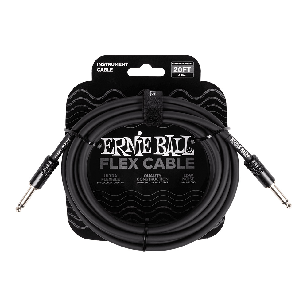 ERNIE BALL <br>#6435 Flex Instrument Cable Straight/Straight 20Ft - Black
