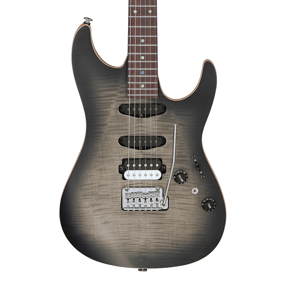 Ibanez <br>SIGNATURE MODEL Tom Quayle TQM2-CUF (Charcoal Black Burst Flat)