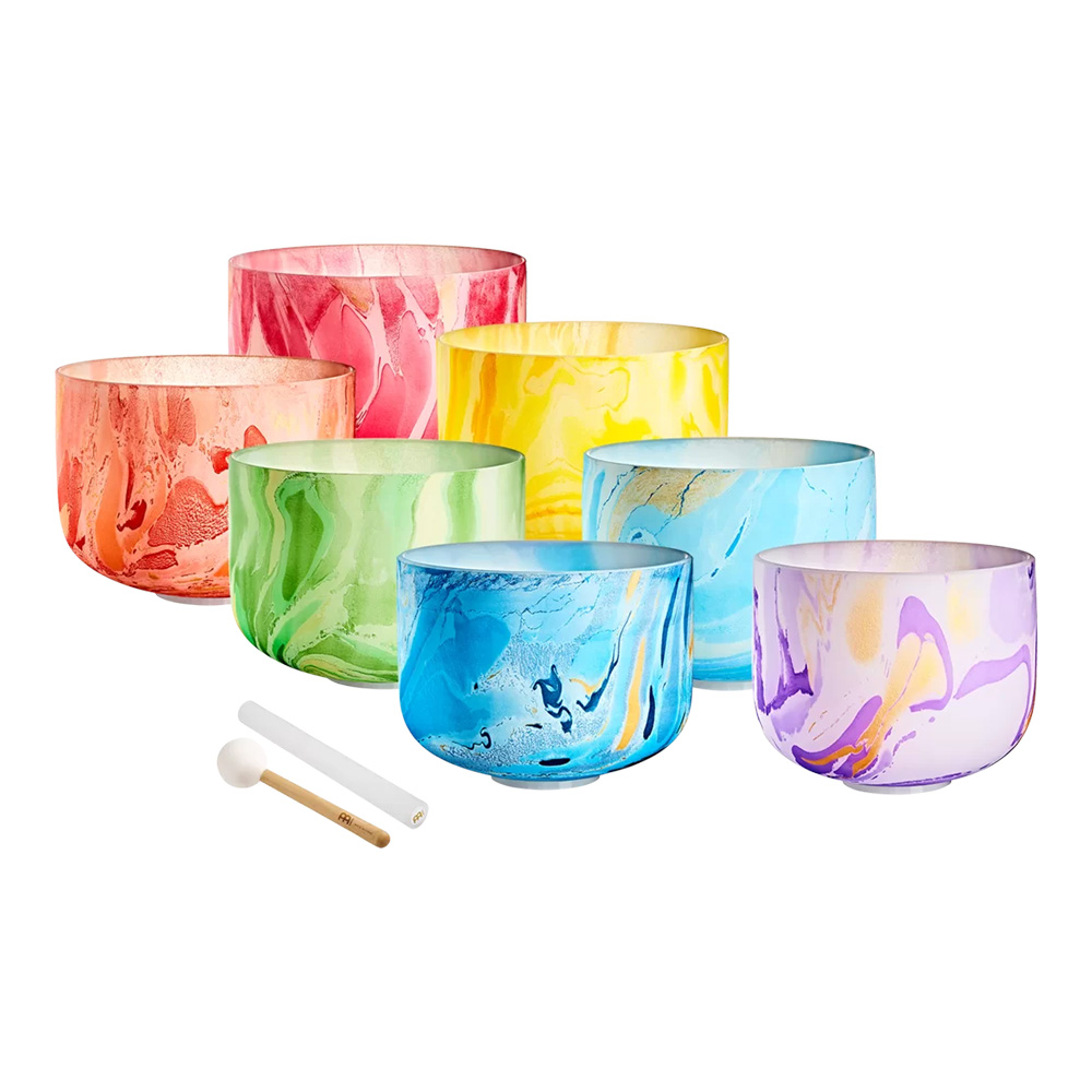 MEINL Sonic Energy <br>7-piece Marble Crystal Singing Bowl Chakra Set, B4, A4, G4, F4, E4, D4, C4, 432 Hz [MCSBSETCHA]