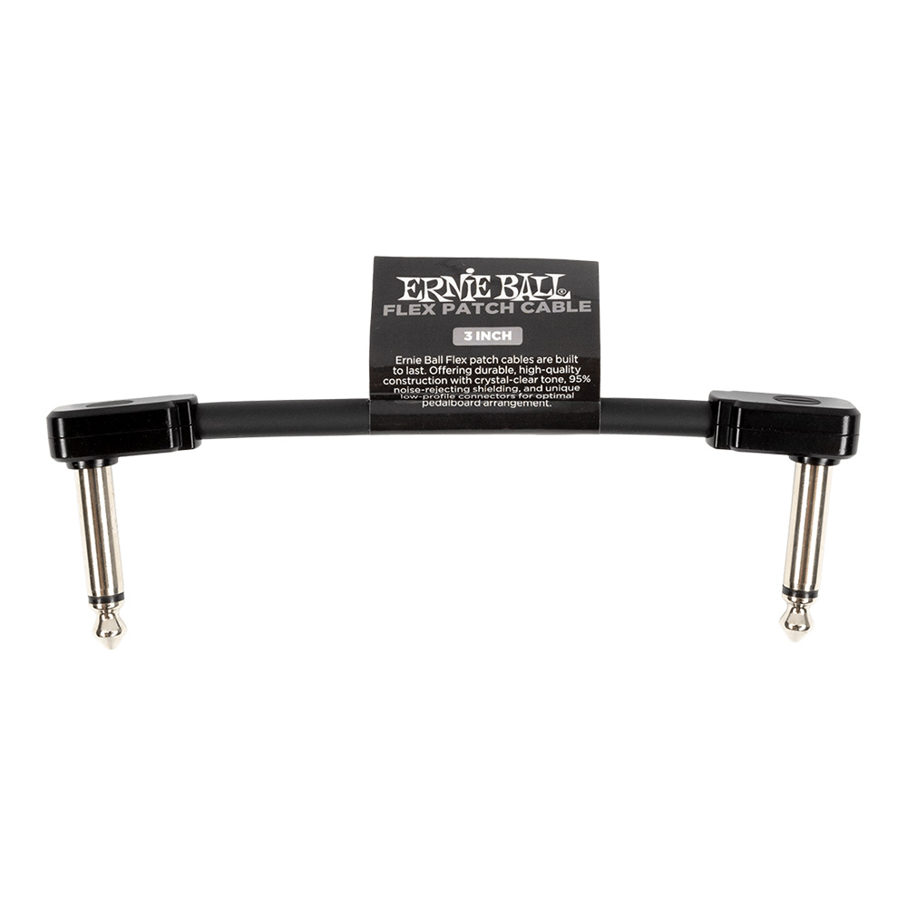 ERNIE BALL <br>#6438 Flex Patch Cable 3in (0.07m) - Black - Single