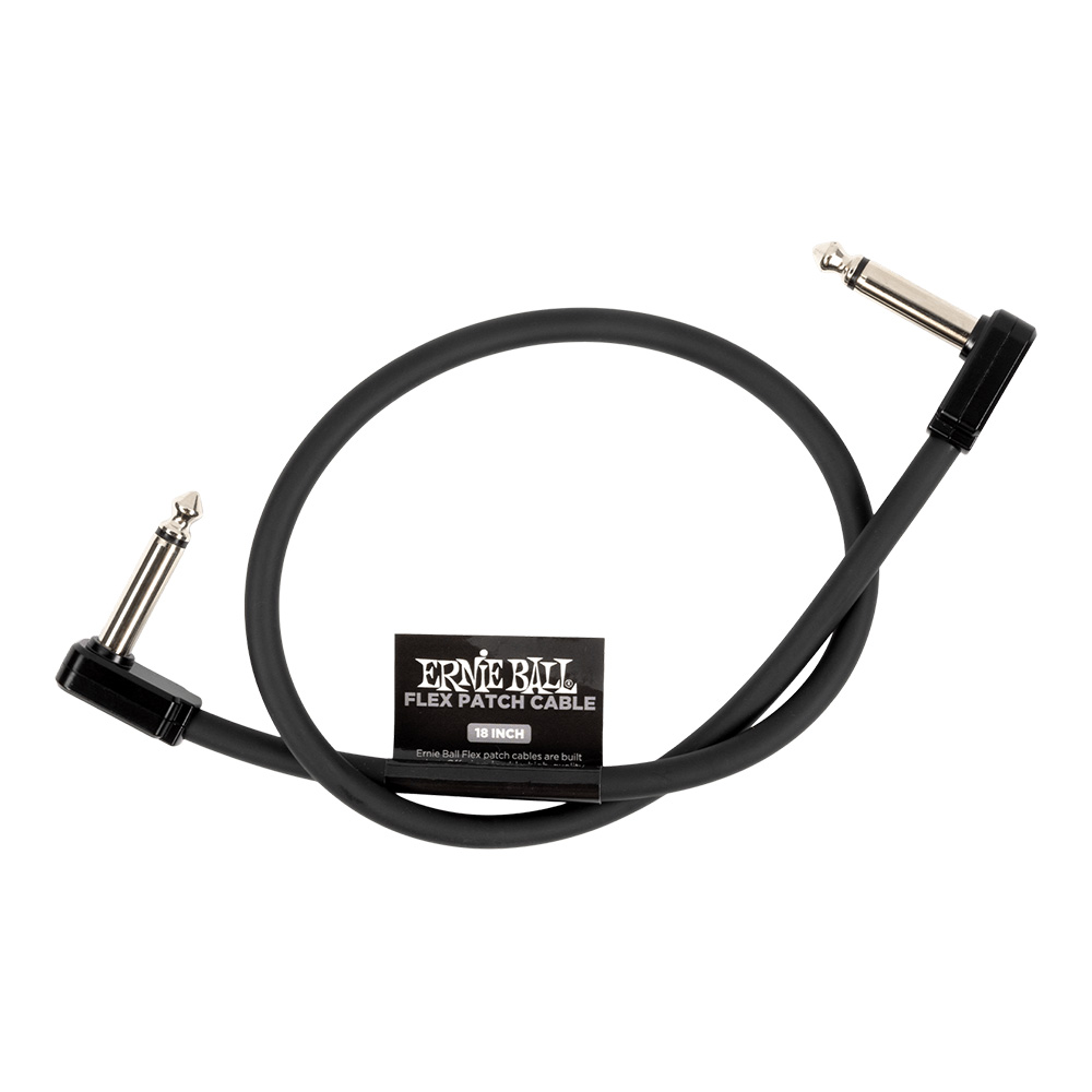 ERNIE BALL <br>#6441 Flex Patch Cable 18in (0.45m) - Black - Single