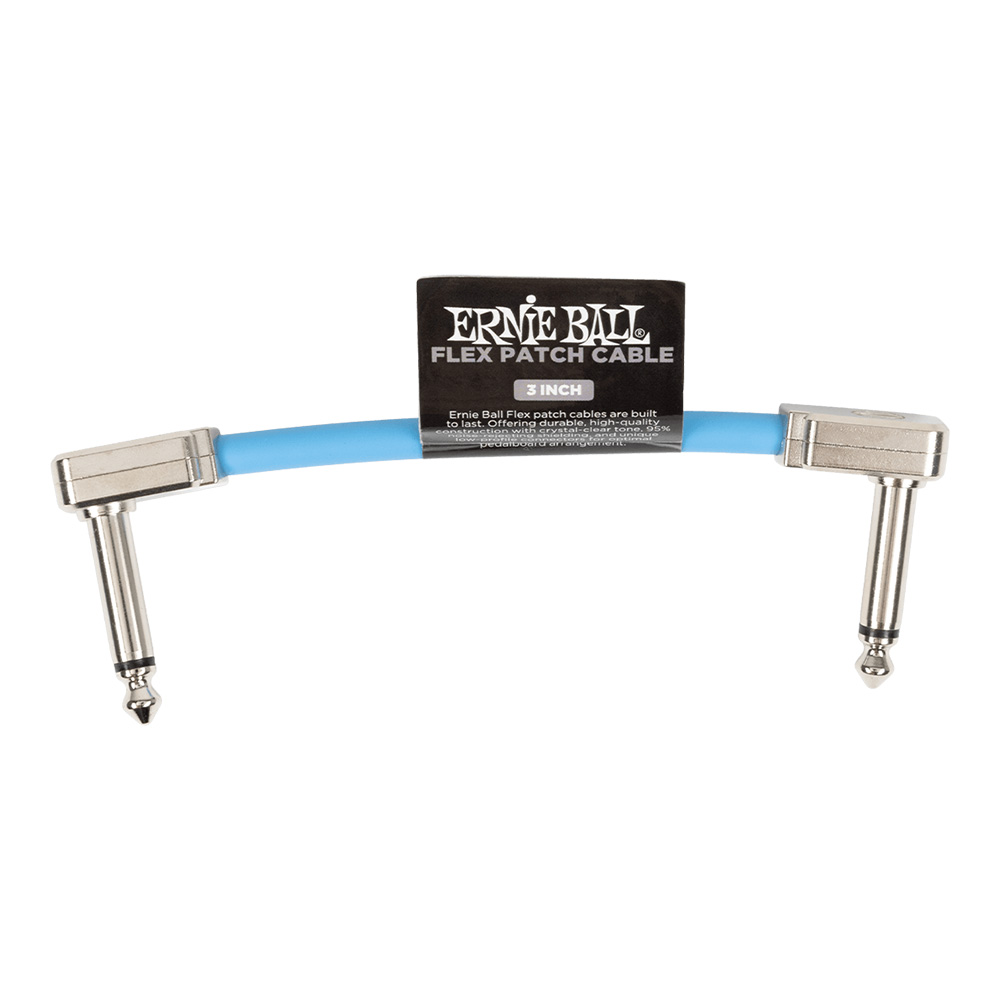 ERNIE BALL <br>#6454 Flex Patch Cable 3in (0.07m) - Blue - Single