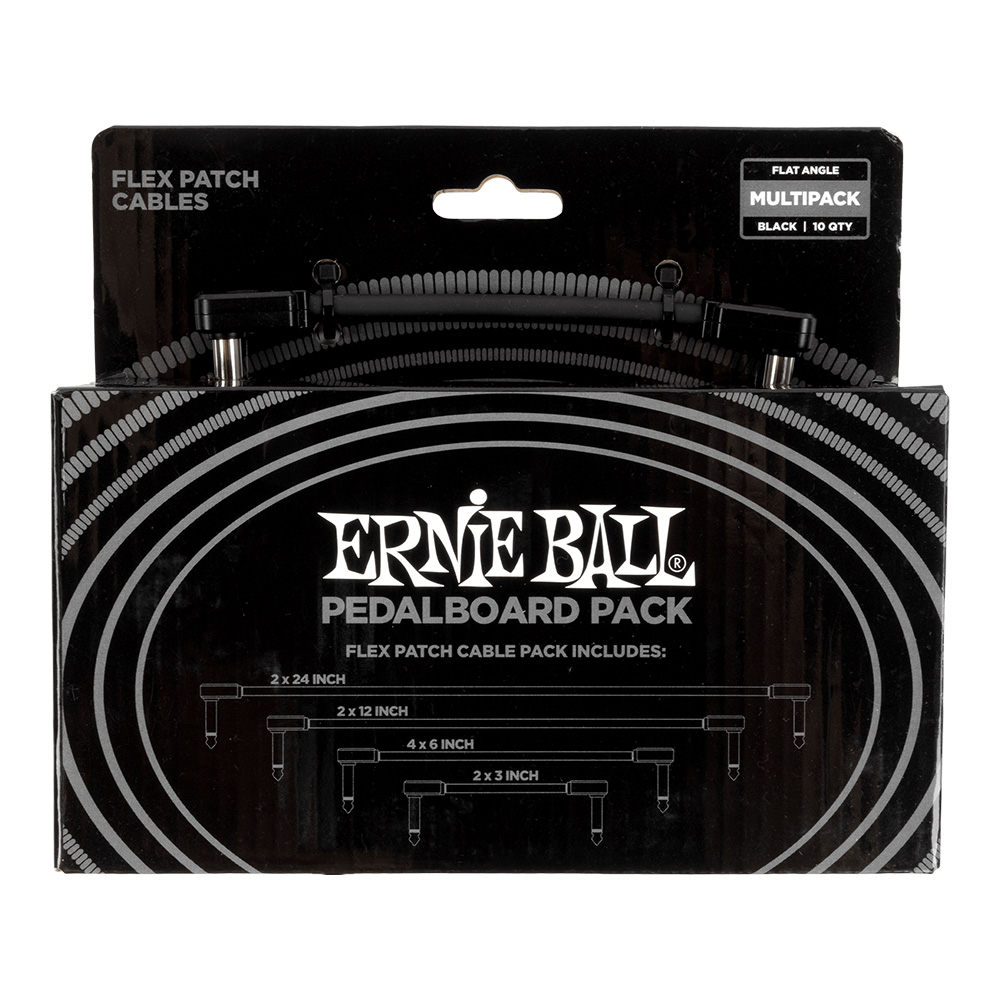 ERNIE BALL <br>#6462 Flex Patch Cables Pedalboard Multi-Pack - Black