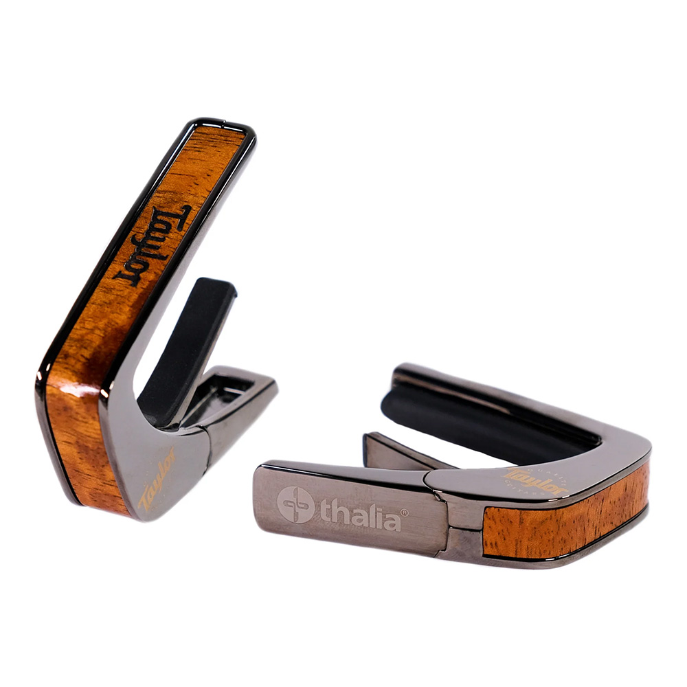 Thalia Capo <br>Taylor License Model / AAA Curly Hawaiian Koa Logo Engraving / Black Chrome