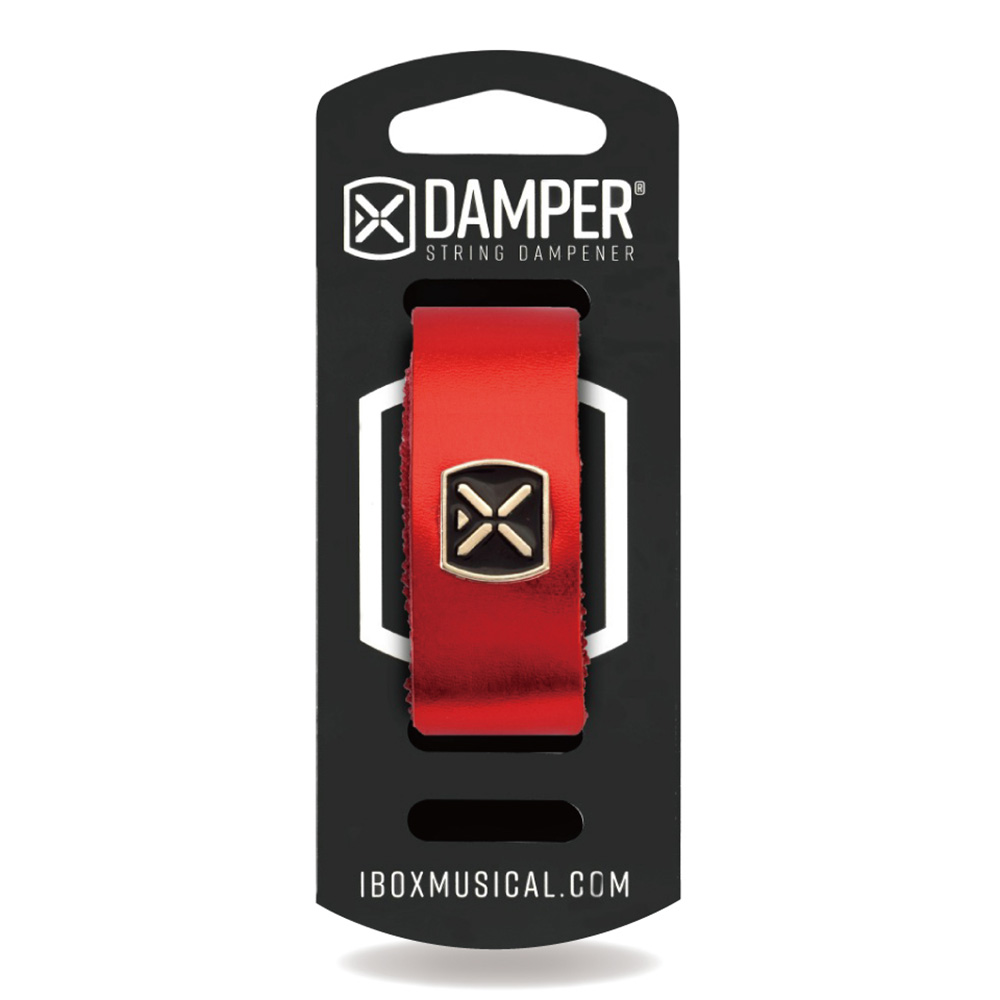 IBOX Musical <br>STRING DAMPER - METALLIC RED LEATHER & IRON TAG / EXTRA LARGE [DMXL04]