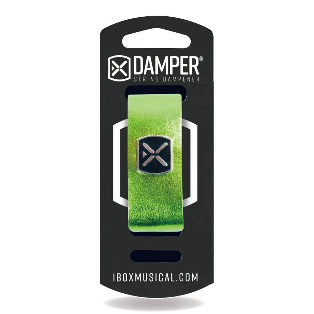 IBOX Musical <br>STRING DAMPER - METALLIC LIME LEATHER & IRON TAG / LARGE [DMLG08]